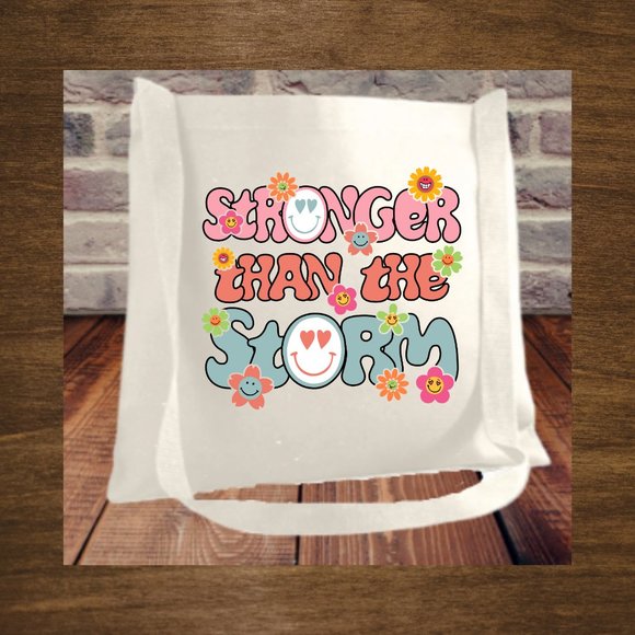 Positive Quote Cotton Canvas Messenger Crossbody Tote Bag with Long Strap - Picture 4 of 4